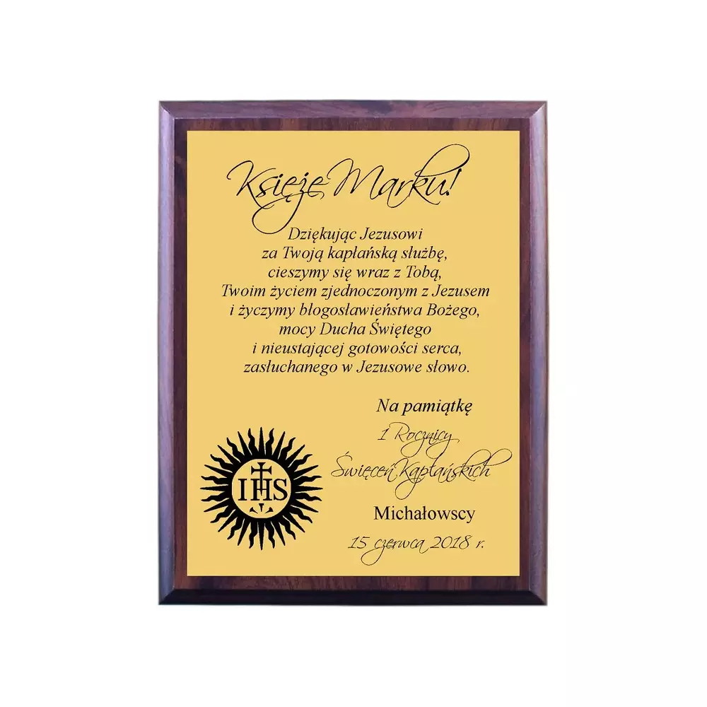 Dyplom Pamiątka Rocznicy Święceń Kapłańskich