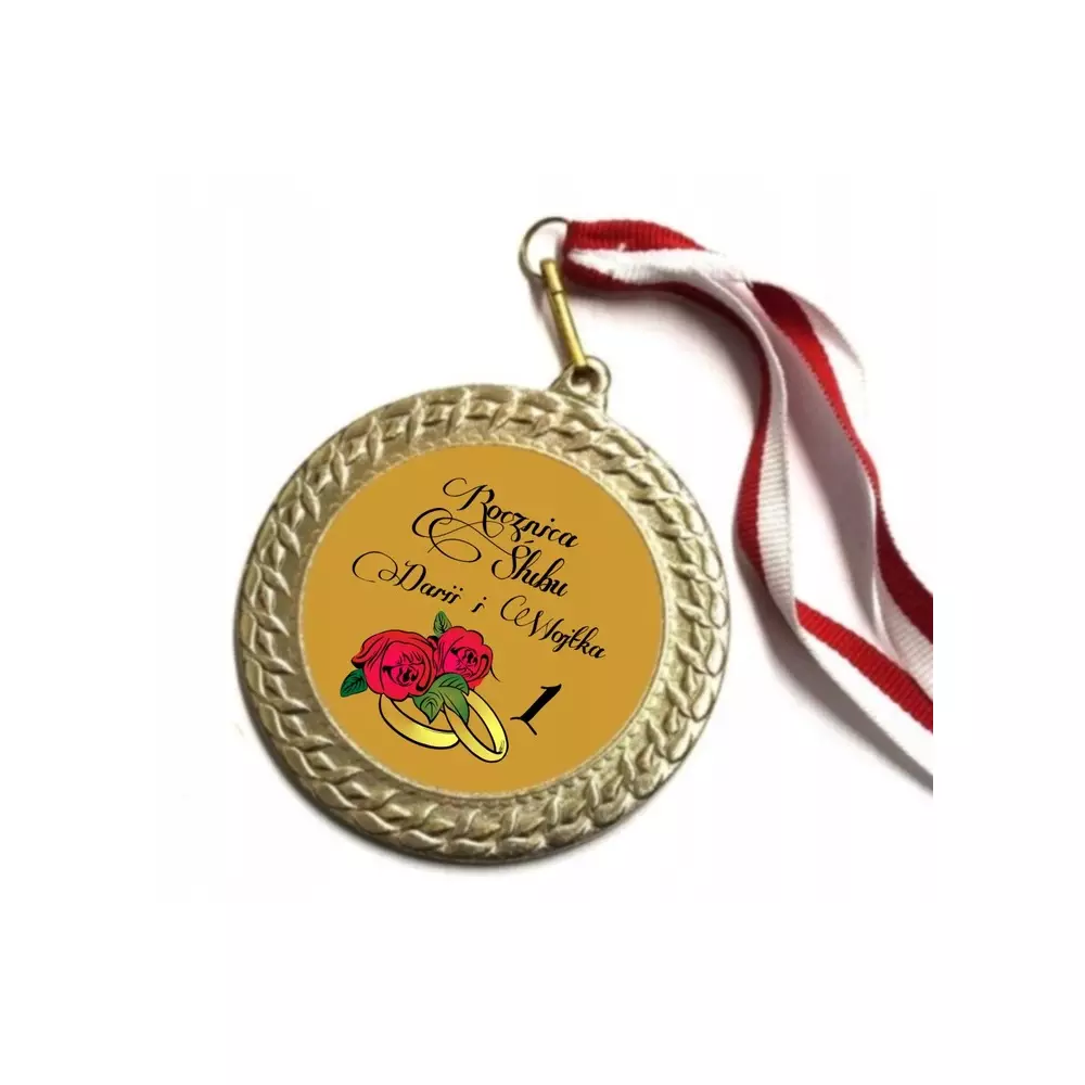 MEDAL 1 Rocznica Ślubu papierowe gody imiona