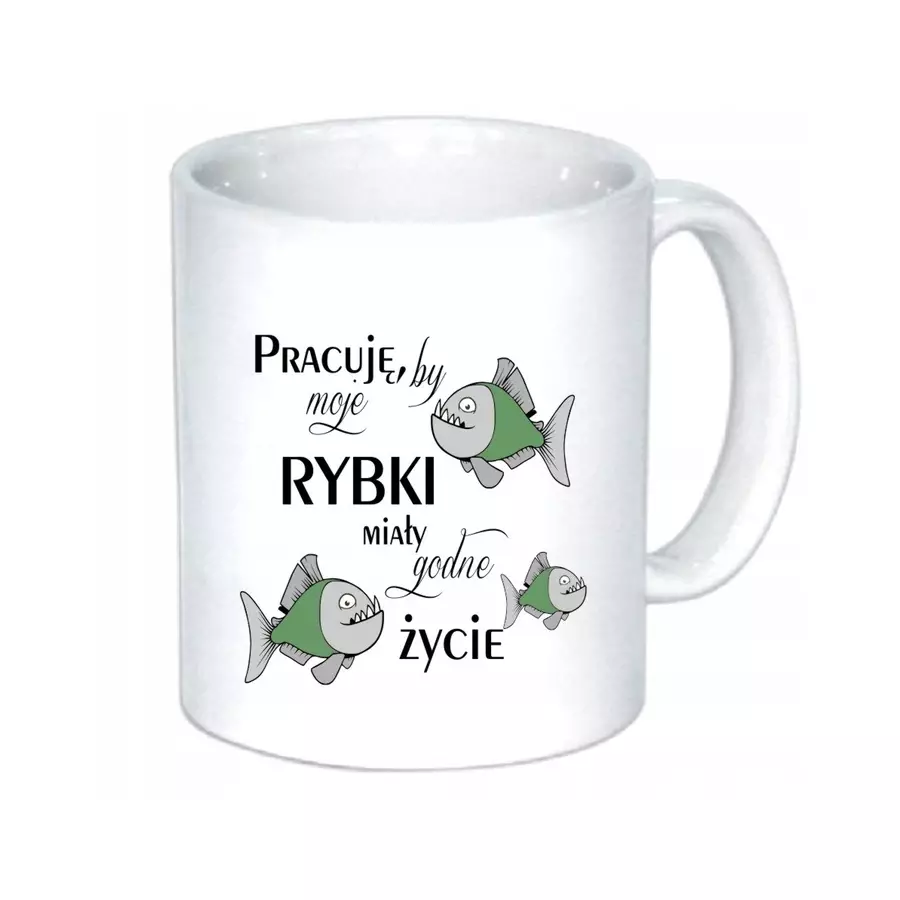 KUBEK RYBKI praca śmieszne przyjaciela RYBY