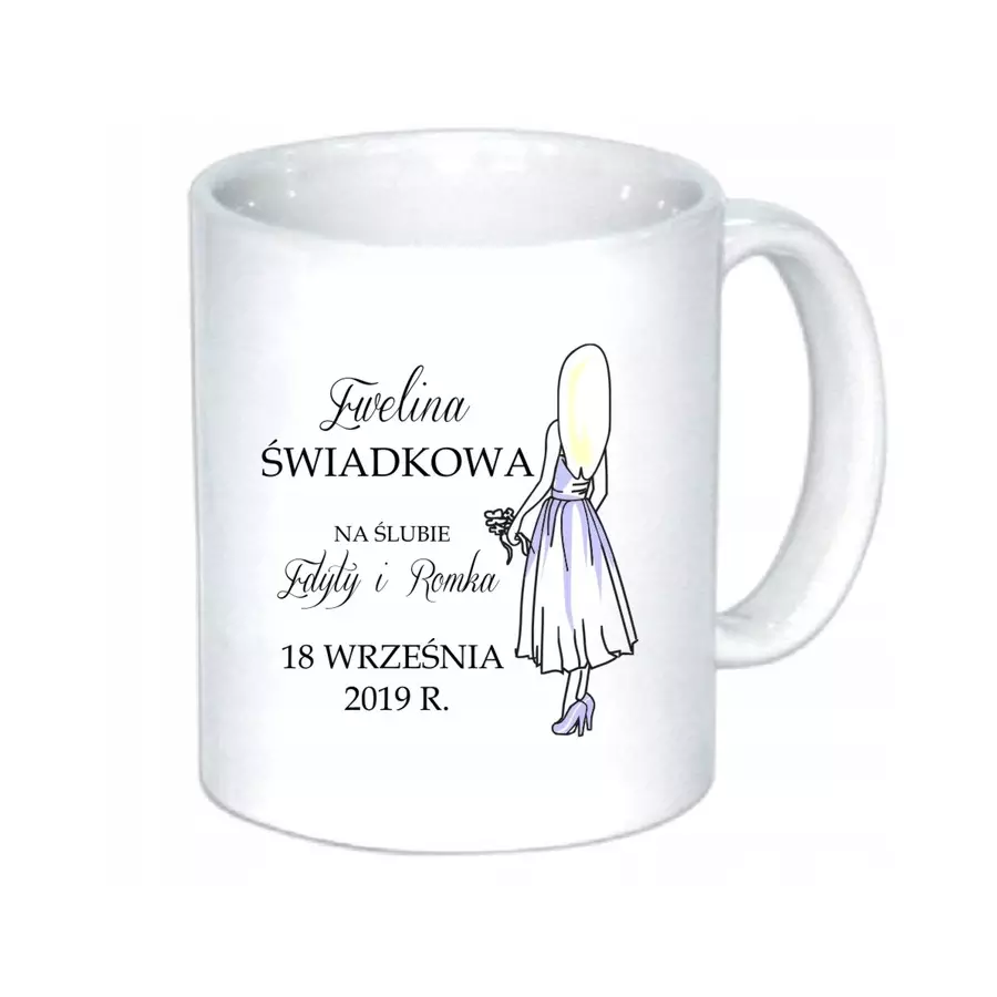 Kubek ŚWIADKOWEJ podziękowanie ŚWIADEK IMIĘ DATA