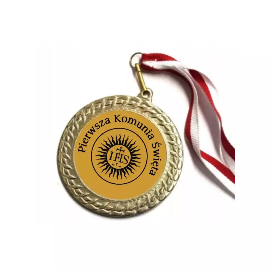 medal I KOMUNIA ŚWIĘTA prezent komunii IHS