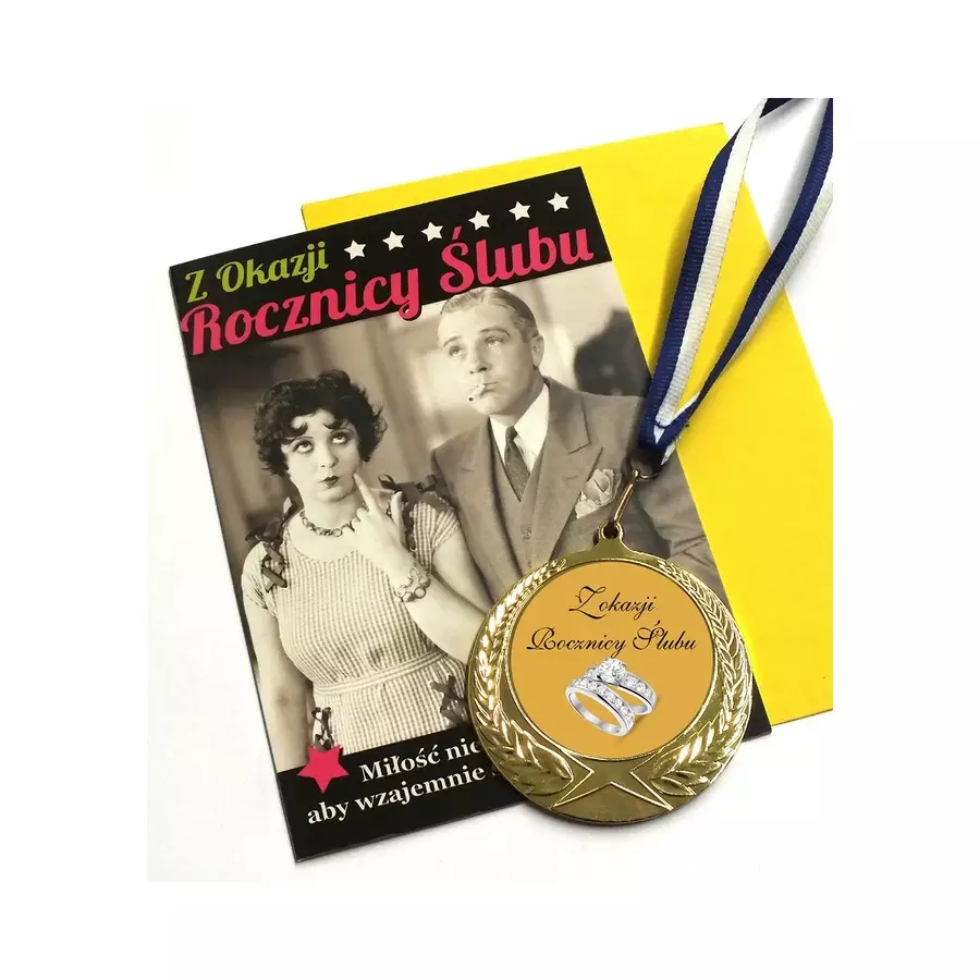 MEDAL na rocznicę GRAWER prezent ZESTAW kartka koperta