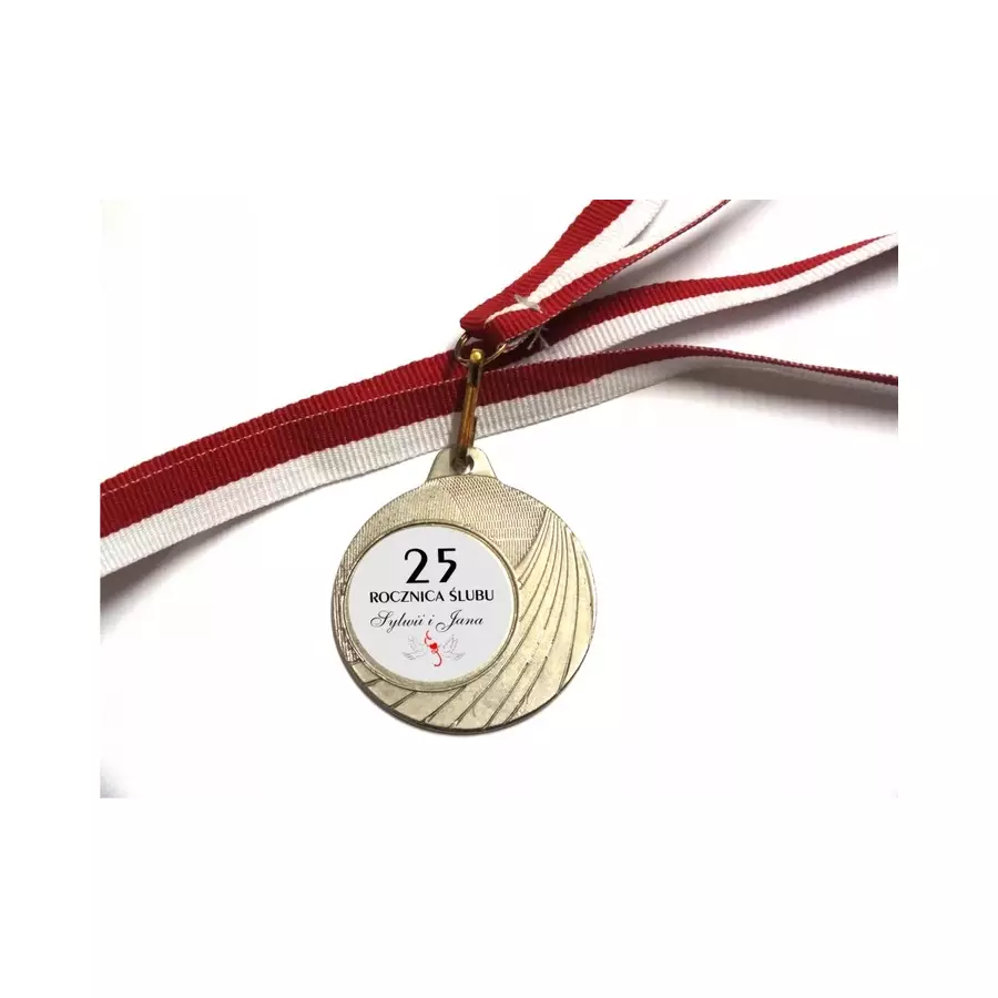 Medal 25 rocznica ślubu grawer etui srebrne gody