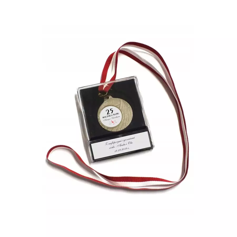 Medal 25 rocznica ślubu grawer etui srebrne gody