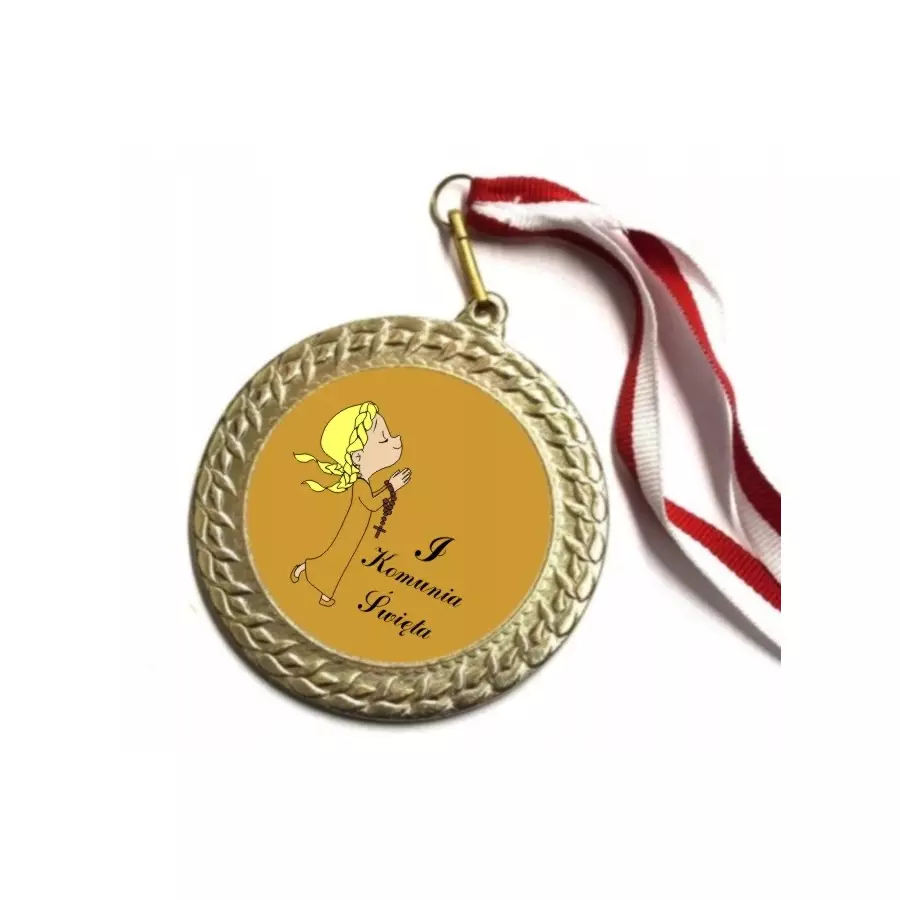 medal I KOMUNIA ŚWIĘTA prezent komunii dziewczynki