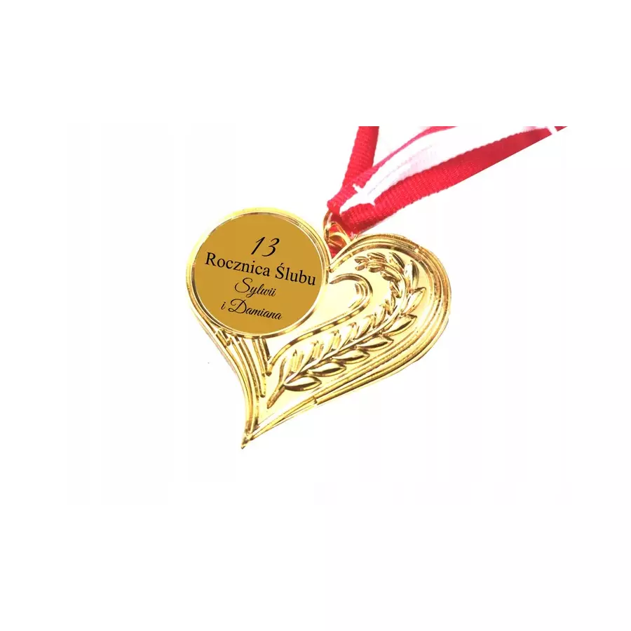 MEDAL serce rocznica ślubu gody grawer